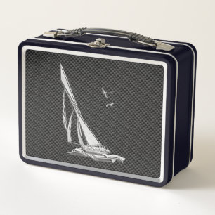 Lunch Box Régate de voilier argenté sur fibre de carbone