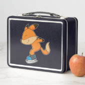 Lunch Box Renard au patinage sur glace avec patins sur glace (En situation)