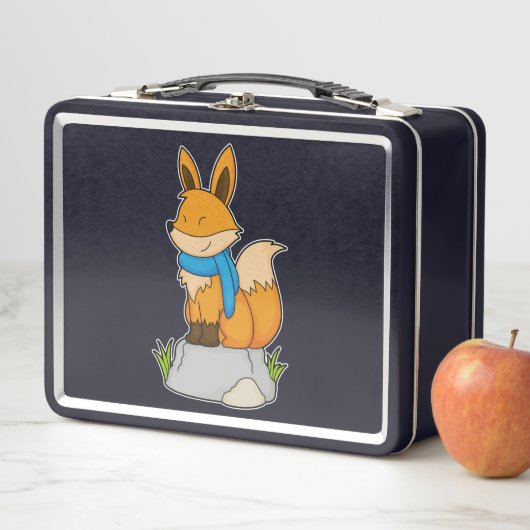 Lunch Box Renard avec Écharpe sur Rocher (En situation)
