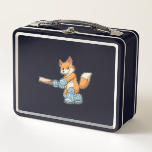 Lunch Box Renard comme batteur avec chauve-souris de cricket