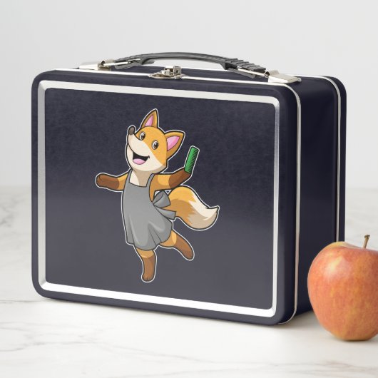 Lunch Box Renard comme coiffeur avec ciseaux (En situation)