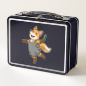 Lunch Box Renard comme coiffeur avec ciseaux (Devant)