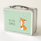 Lunch Box Renard mignon endormi sur fond vert (Dos)