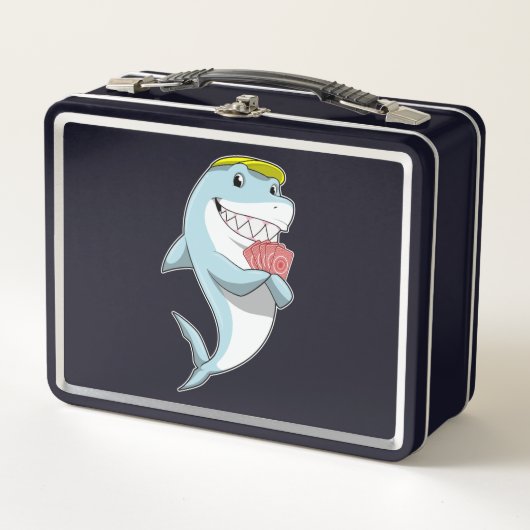 Lunch Box Requin au Poker avec cartes de Poker (Devant)