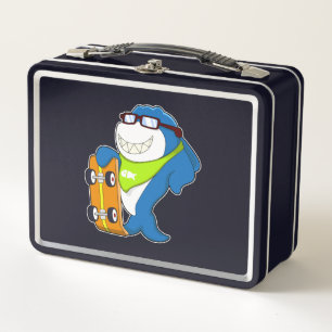 Lunch Box Requin comme patineur avec skateboard