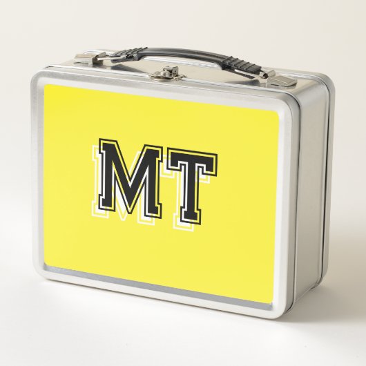 Lunch Box Retour à l'école Monogramme Initial Jaune (Devant)