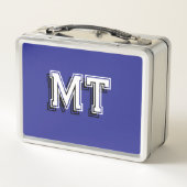 Lunch Box Retour à l'école Monogramme Initiale Garçon Bleu (Dos)