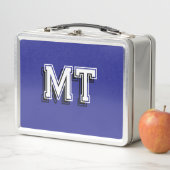 Lunch Box Retour à l'école Monogramme Initiale Garçon Bleu (En situation)