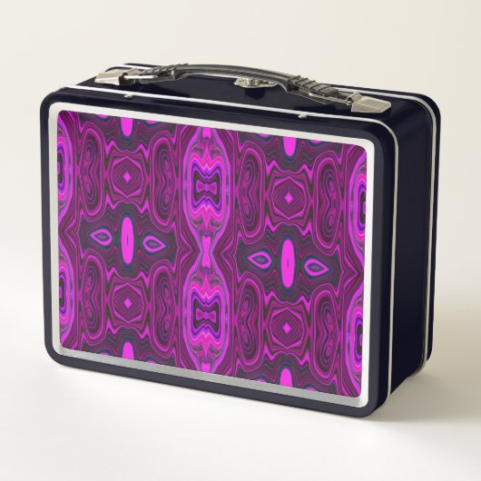 Lunch Box Rétro Abstrait Hot Pink et Magenta Motif (Dos)