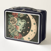 Lunch Box Retro Art Déco Green Crescent Lady Lune Lune (Devant)