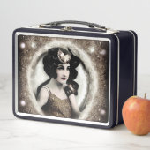 Lunch Box Rétro Art Déco Peinte Lady (En situation)