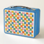 Lunch Box Retro coloré À damiers personnalisé (Dos)