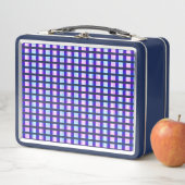 Lunch Box rétro électrique rayé bleu & violet (En situation)