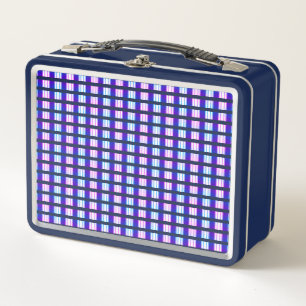 Lunch Box rétro électrique rayé bleu & violet