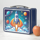 Lunch Box Retro, fusée spatiale (En situation)