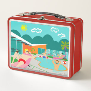 Lunch Box Rétro gamelle gaie en métal de réception au bor