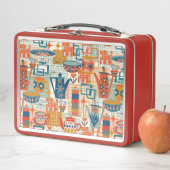 Lunch Box  Retro Hand Painted Pottery Design (En situation)
