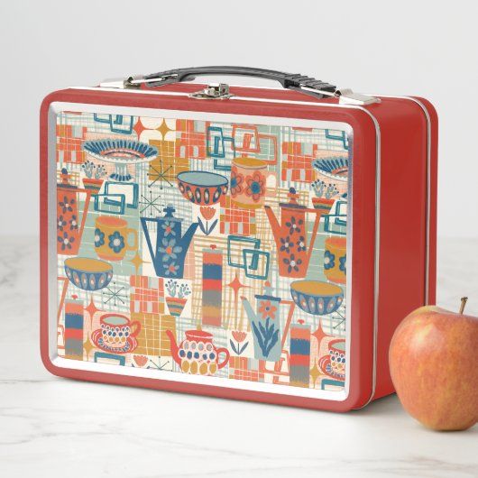 Lunch Box  Retro Hand Painted Pottery Design (En situation)