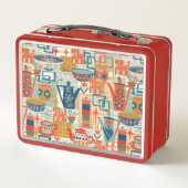 Lunch Box  Retro Hand Painted Pottery Design (Dos)