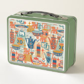 Lunch Box Retro Hand Painted Pottery Design (Dos)