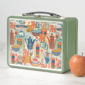 Lunch Box Retro Hand Painted Pottery Design (En situation)
