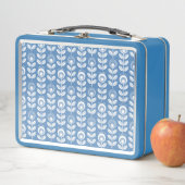 Lunch Box Rétro motif bleu scandinave (En situation)