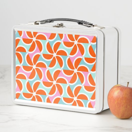 Lunch Box Rétro motif orange de cale (En situation)