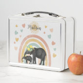 Lunch Box Retro Pastel Rainbow Cute Elephants (En situation)