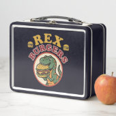 Lunch Box Retro Rex Burgers T-Rex Mangeant Cheeseburger 70s (En situation)