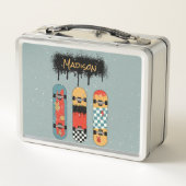 Lunch Box Retro Skateboard Blue Cool Nom personnalisé (Dos)