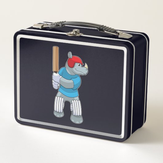 Lunch Box Rhino au cricket avec chauve-souris de cricket (Devant)