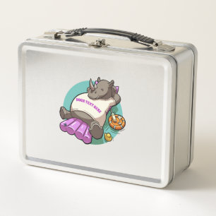 Lunch Box Rhinoceros Se Détendre Sur Un Lilo Drôle Drôle Drô