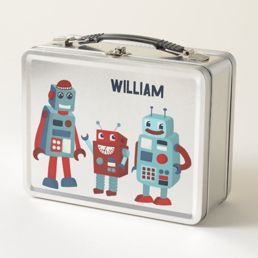 Lunch Box Robots rétro mignons Sci-Fi personnalisé (Devant)
