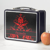 Lunch Box Romantique, Élégant Vintage Rouge Damas (En situation)
