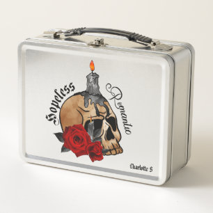 Lunch Box Romantique sans espoir - Crâne gothique, Rose roug