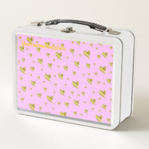 Lunch Box rose, argent, coeur, violet, décoration, médaille,
