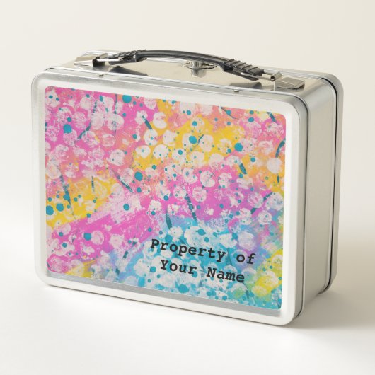 Lunch Box rose, bleu et jaune Abstrait (Dos)