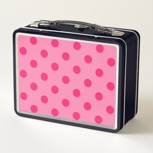 Lunch Box Rose Chaud Sur Pois Rose Design Motif (Dos)