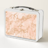 Lunch Box Rose en marbre parties scintillant d'or abstrait (Devant)