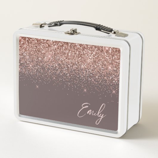 Lunch Box Rose en terre cuite or bleu Parties scintillant ro (Devant)