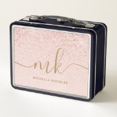 Lunch Box Rose Gold Pailleté Lettres Initiales et Nom de Lux (Dos)