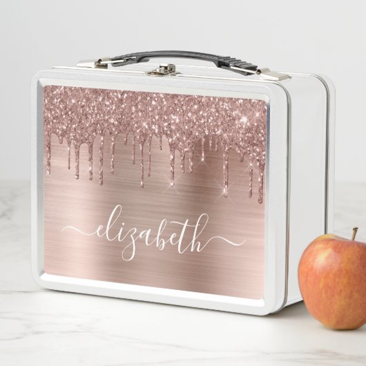 Lunch Box Rose Gold Parties scintillant Drivers Personnalisé (En situation)