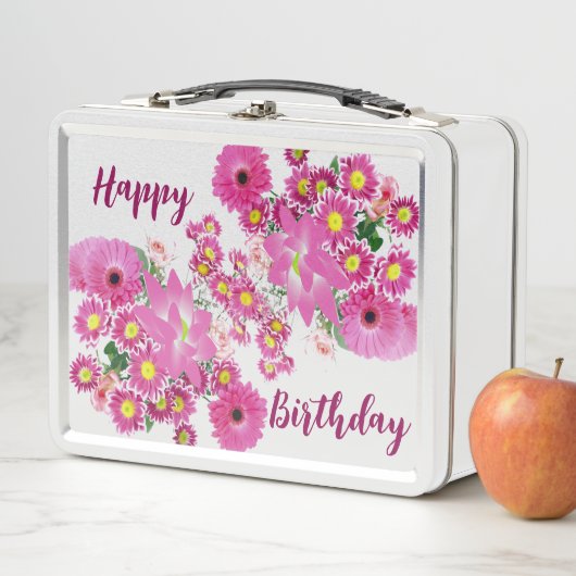Lunch Box Rose & Purple Daisy Lotus Floral Verdure Anniversa (En situation)