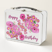 Lunch Box Rose & Purple Daisy Lotus Floral Verdure Anniversa (Devant)