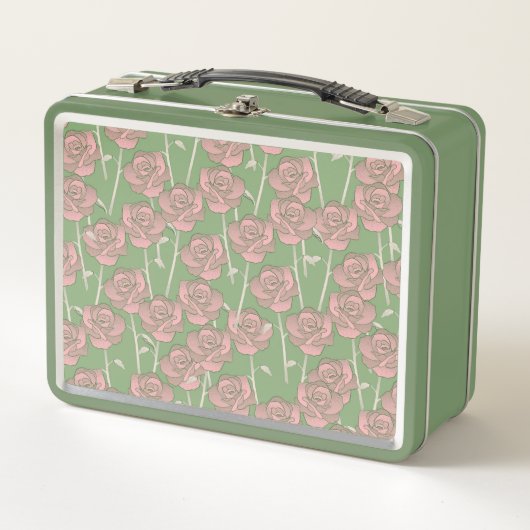 Lunch Box Rose rose verte Retro Y2K les années 70 Motif de f (Devant)