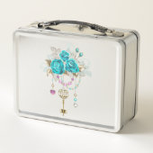 Lunch Box Roses turquoise avec touches (Dos)