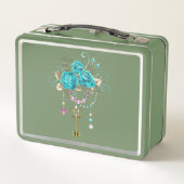 Lunch Box Roses turquoise avec touches (Dos)