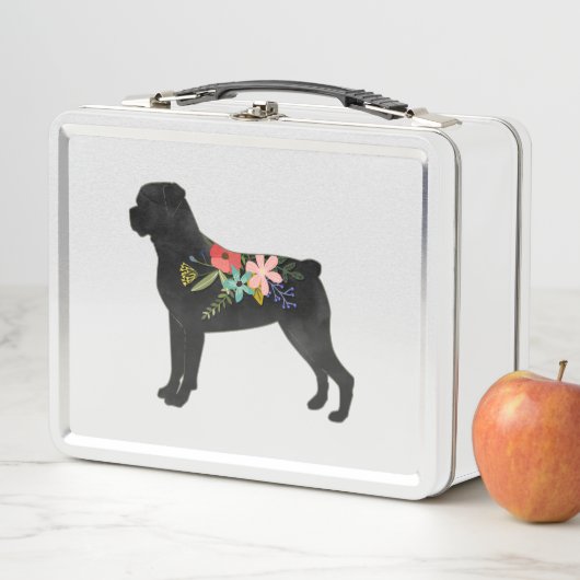 Lunch Box Rottweiler Chien race Boho Floral Silhouette (En situation)
