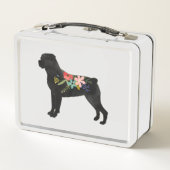 Lunch Box Rottweiler Chien race Boho Floral Silhouette (Dos)