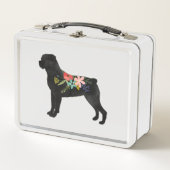 Lunch Box Rottweiler Chien race Boho Floral Silhouette (Devant)